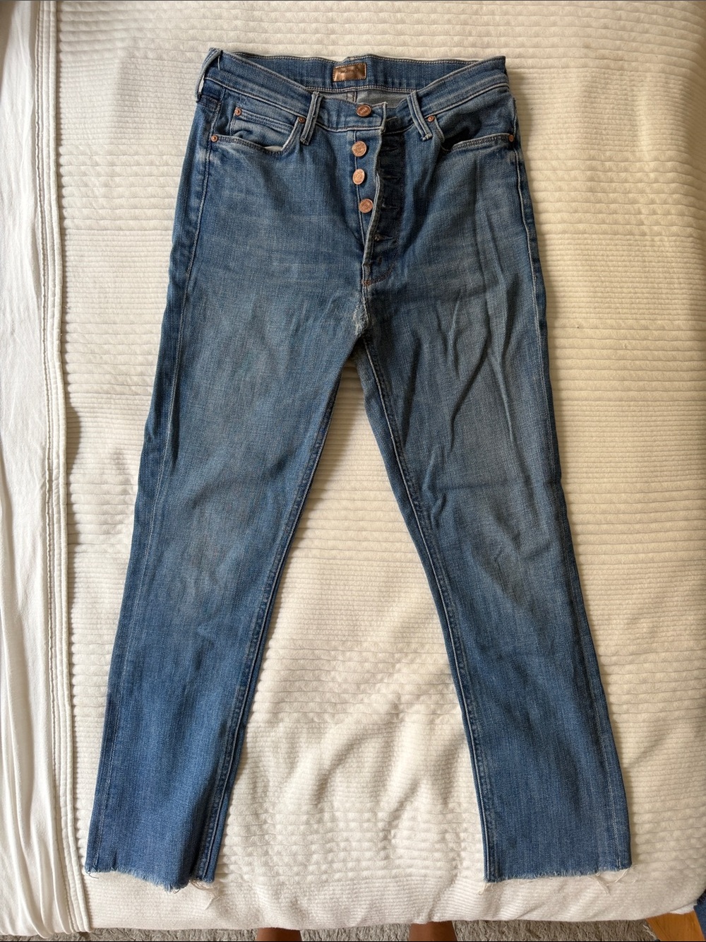 MOTHER Straigh Leg Jeans in Medium Blue Wash